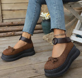 Xajzpa Thick soled shallow mouth single shoe summer new butterfly bow round toe simple comfortable daily casual women's shoes