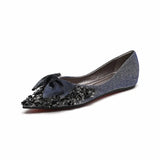 Xajzpa Women Bow Rhinestone Point Casual Shoes Women Flats Designer Dress Walking Shoes Autumn New Trend Shallow Zapatillas Mujer