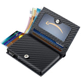 Xajzpa Fiber Leather Business Metal Aluminum Wallet for Men RFID Blocking  100% Genuine Leather Slim Pop Up Card Holders