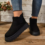 Xajzpa   Winter Women Short Plush Warm Snow Boots Casual Shoes  New Suede Fur Chelsea Ankle Boots Flats Platform Ladies Shoes Botas