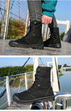 Xajzpa Men's Fashion Canvas Shoes Spring and Autumn Outdoor Shoes Thick-soled High-top Shoes Cuff Shoes Fashion Sports Shoes