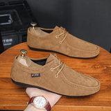 Xajzpa Men's Loafers, Lace Up Suede Work Shoes, 2025 New Formal Shoes, Outdoor Casual Walking Foot Covers Suitable for Lazy People