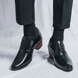 Xajzpa New men's lace up Oxford shoes genuine leather high heels club classic pointed casual fashion shoes new style