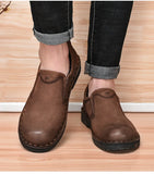 Xajzpa Men Genuine Leather Vintage Loafers Casual Shoes Mens Breathable Driving Flats Fashion Sewing Men Leisure Shoes Sneakers