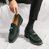 Xajzpa Fashion Brand Men's Tassel Suede Slip-on Leather Driving Shoes Designer Mens Moccasins Retro Pointed Banquet Social Shoes Male