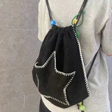 Xajzpa - Y2k Backpack for Women Star Print Large Capacity Black White Shoulder Bag Harajuku Style Casual Fashion Designers Handbag
