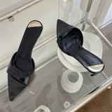 Xajzpa Sexy Thin Heels Slipper For Women Summer Fashion Pointed Toe Slides Stripper Party Sandal Mule Shoes Zapatillas Mujer
