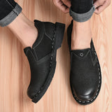Xajzpa Men Genuine Leather Vintage Loafers Casual Shoes Mens Breathable Driving Flats Fashion Sewing Men Leisure Shoes Sneakers