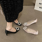 Xajzpa Crystal Shoes Square Toe Sandals Ladies Beige High Heels 2025 Sexy Pump Ornaments African 12cm Retro Latest Crossdressers Dress