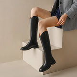 Xajzpa   Women Knee-high Boots  Leather Natural Leather Ladies Bootie Autumn and Winter Velvet Western Boots Goth Shoes Long Botas