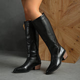 Xajzpa New Style Fashion Boots Women's Women's Boots Soft Leather High-heeled Knee Ins Tide Warm Snow Thick-heeled Shoes Zapatos Mujer