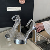 Xajzpa Buckle Strap Comfort Shoes for Women 2025 Summer Beige Heeled Sandals Espadrilles Platform Black Silver Sexy High Girls New Low