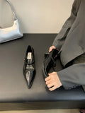 Xajzpa Retro Style Thick Heel Spring and Autumn Women Mary Jane Shoes Fashion Shallow Pointed Toe Ladies Comfort Office Pumps Footwear