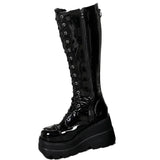 Xajzpa Winter High Heels Chain Chelsea Boots Platform Knee High Women Luxury Shoes Fashion New Trend Lace Up Wedges Zipper Boots