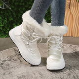 Xajzpa  Women's Faux Fur Ankle Boots Chunky Platform Waterproof Snow Boots Women Silver Thick Plush Warm Winter Boots Shoes Woman 43