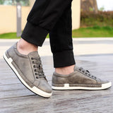 Xajzpa Men's Casual Leather Shoes for Men Fashion Four Seasons Breathable Lace-up Athletic Shoes Shallow Skate Shoes Large Sizes 38-48