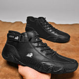 Xajzpa Leather Walking Shoes for Men New Casual Luxury Man Boots Outdoor High Top Sneakers Fashion Roman Footwear Motorcycle Boots