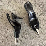 Xajzpa 6CM 9CM Thin Heels Women Pumps Patent Leather Sexy Party Prom Slip-On Spring Sandals Mules Shoes