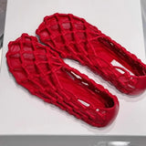 Xajzpa Luxury Brand Designer Flat Sandals for Women Fashion Woven Hollow Loafers Summer 2026 Comfort Beach Casual Shoe Zapatos De Mujer