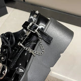 Xajzpa Punk Gothic Lolita Shoes Women AutumnThick Sole Brand Platform Mary Jane Shoes Wedge High Heels Party Cosplay Designer
