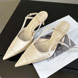 Xajzpa Spring Buckle Strap Women Pumps Sandals Fashion Shallow Thin Heels Pointed Toe Slingback Mules Tacones Mujer