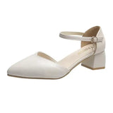 Xajzpa Beige Heeled Sandals Comfort Shoes for Women Med Buckle Strap 2025 Summer Black Block Girls Low Closed High Medium New Fashion S
