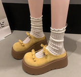 Xajzpa Versatile bow women's spring summer new style thick sole height increase simple comfortable daily casual women's shoes