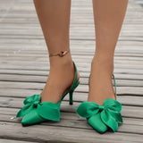 Xajzpa Sandals Summer Women Luxury Brand High Heels Sandalias Sexy Pointed Toe Slip on Bow Casual Shoes Office High Heels Women Sandals
