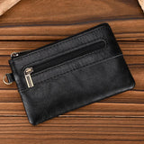 Xajzpa   Men's Genuine Leather Zipper Coin Wallet Wowen natural Leather Mini Short Purse Card Holder Change Purse For Man Clutch Wallets