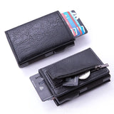 Xajzpa fiber Credit Card Holder Wallets Men Brand Rfid Black brown Magic Trifold Leather Slim Mini Wallet Small Money Bag Male Purses