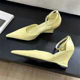 Xajzpa Spring Fashion Candy Pointed Toe Women Pumps Slingback Wedges High Heels Party Prom Mules Shoes Zapatos De Mujer