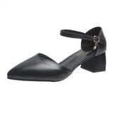 Xajzpa Beige Heeled Sandals Comfort Shoes for Women Med Buckle Strap 2025 Summer Black Block Girls Low Closed High Medium New Fashion S
