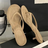 xajzpa Summer Fashion Thin Low Heels Slippers Women Round Clip Toe Beach Casual Sandals Flip Flops Shoes Zapatos De Mujer