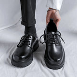 Xajzpa Fashion brand men's genuine leather British style thick soled work shoes for men's comfortable large toe leather shoes