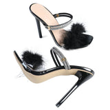 Xajzpa Sandals Stiletto Heels Comfort Shoes for Women 2025 Summer Large Size Suit Female Beige Sexy High Girls Low Big Fashion Fur New