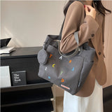 Student Class Commuting Shoulder Bag Women's Canvas Large Capacity Tote Bag Versatile Simple Shoulder Handbag