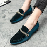 Xajzpa British Style Men Loafers Fashionable Classic Suede Deerskin Casual Dress Brooch Twisted Personality Small Leather Shoes 38-48