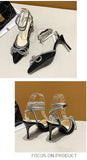 Xajzpa Banquet Dress White High Heels Elegant Temperament Dress Wedding Shoes Rhinestone Pointed Hollow Toe Sexy Sandals for Women