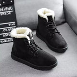 Xajzpa   Women Boots Winter Student Snow Boot Short Tube Warm Lace-up Flat Heel Anti-cold Anti-slip Korean Style Cotton Ankle Boots