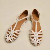 Xajzpa Shoes Female Sandal Women's Girls Beige New Summer Comfort Low Retro Flat Back Strap Square heel Rubber PU Scandals Solid C