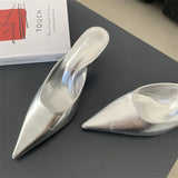 Xajzpa Spring New Brand Women Slipper Pointed Toe Slip On Ladies Mules Thin Low Heel Outdoor Dress Sandal Shoes