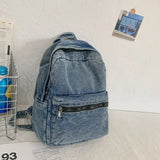 Xajzpa  Classic Popular Solid Color Denim Backpack, Comfortable Fabric, Large Capacity, Suitable for Business Travel