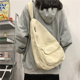 Xajzpa - Canvas Chest Bag Women Women Shoulder Messenger Bag Unisex Canvas Crossbody Bag Muliti Pocket Casual Women Bag