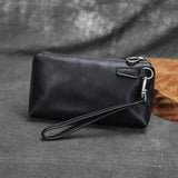 Xajzpa Men Phone Pouch Genuine Leather Hand bag Soft Cowhide Long Wallet Men's Top Layer Leather Mobile Phone Purse With Wrist Strap