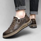 Xajzpa high-quality leather casual fashion luxury brand men's breathable flat shoes with lace Oxford comfortable outdoor running shoes