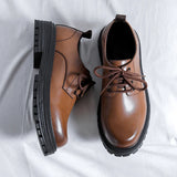 Xajzpa Fashion brand men's genuine leather British style thick soled work shoes for men's comfortable large toe leather shoes