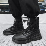 Xajzpa Autumn Winter Socks Boots New Men Ankle Boots Platform Black Shoes for Men Fur Chunky Punk Motorcycle Booties Gothic Shoes