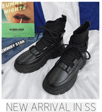 Xajzpa Autumn Winter Socks Boots New Men Ankle Boots Platform Black Shoes for Men Fur Chunky Punk Motorcycle Booties Gothic Shoes