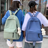 Simple Female Backpack Women Canval School Bag For Teenage Girl Casual Shoulder Bag Solid Color Rucksack Quality Travel