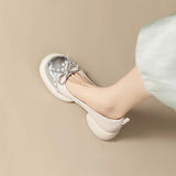 Xajzpa Boat Shoe Autumn Women's Heels Square Toe Black Flats Casual Female Sneakers Shallow Mouth Ladies' Footwear Summer Fall On Heels